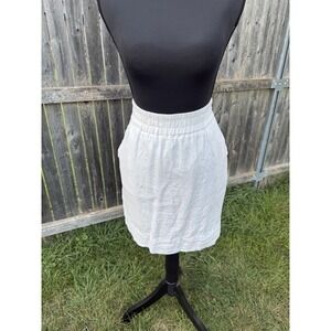 LOFT Chambray Linen Blend Mini Style Skirt Size Large White
